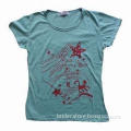 T/C T-shirt for ladies, customized printing, embroidery and logos are accepted